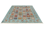 7x10 Blue and Multicolor Turkish Tribal Rug