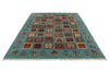 7x10 Blue and Multicolor Turkish Tribal Rug