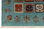 7x10 Blue and Multicolor Turkish Tribal Rug