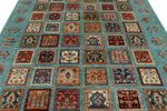 7x10 Blue and Multicolor Turkish Tribal Rug