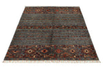4x6 Gray and Multicolor Tribal Rug