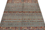 4x6 Gray and Multicolor Tribal Rug