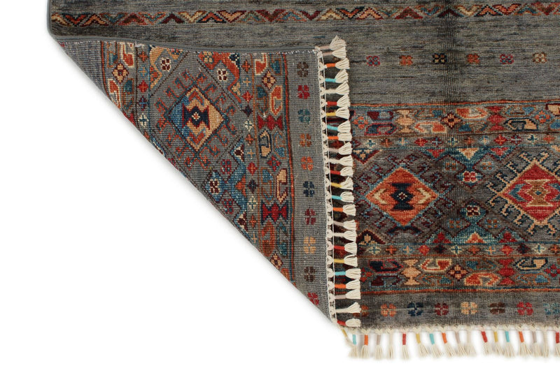 4x6 Gray and Multicolor Tribal Rug