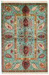 4x6 Turquoıse and Red Turkish Tribal Rug