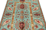 4x6 Turquoıse and Red Turkish Tribal Rug