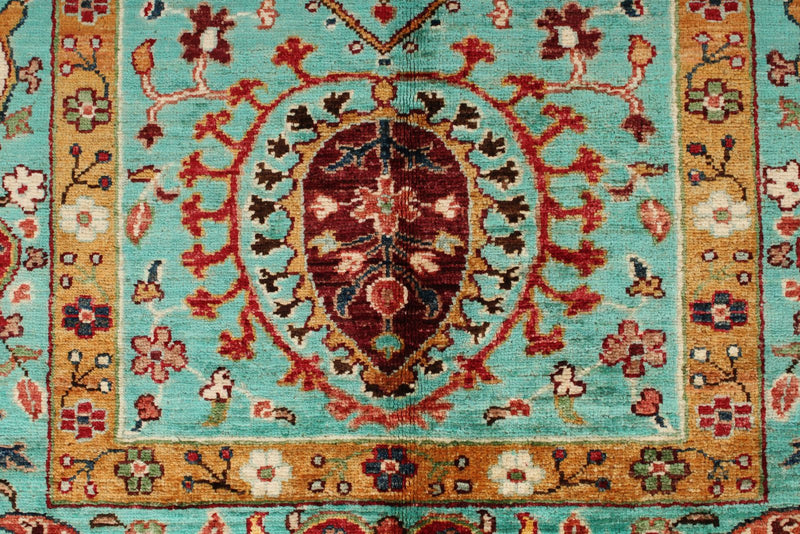 4x6 Turquoıse and Red Turkish Tribal Rug