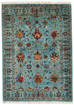 5x7 Blue and Blue Turkish Tribal Rug