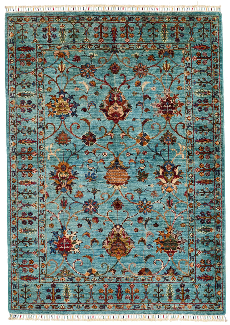 5x7 Blue and Blue Turkish Tribal Rug