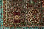 6x8 Light Brown and Blue Turkish Tribal Rug