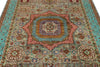 6x8 Light Brown and Blue Turkish Tribal Rug