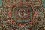 6x8 Light Brown and Blue Turkish Tribal Rug