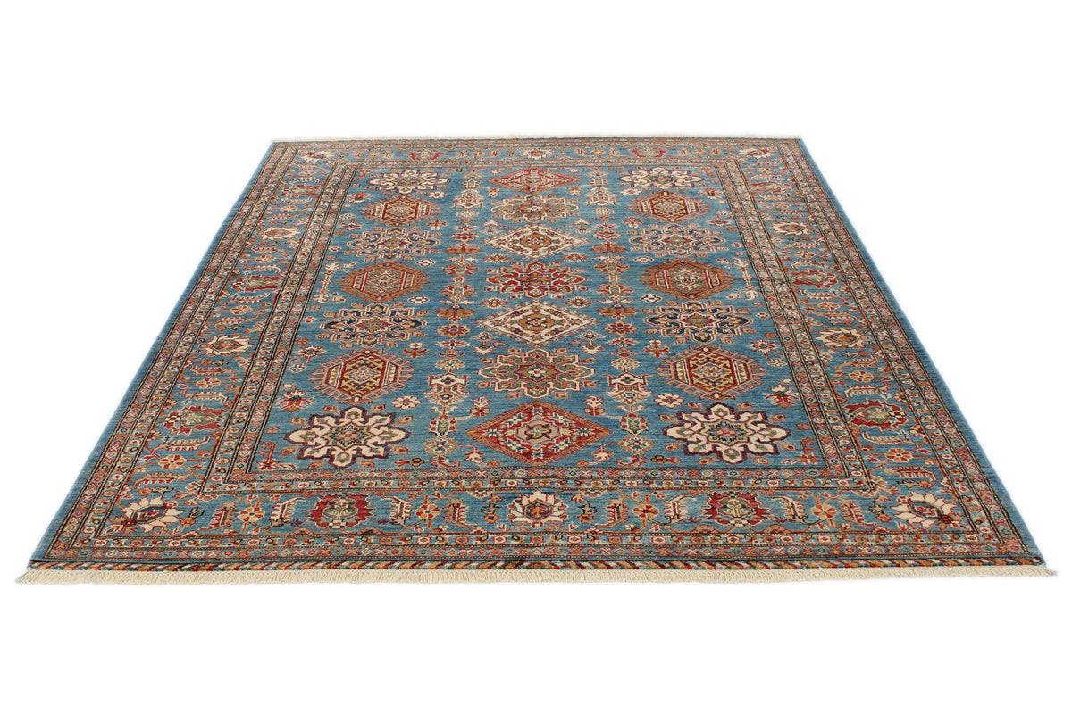 7x8 Blue Kazak Tribal Rug