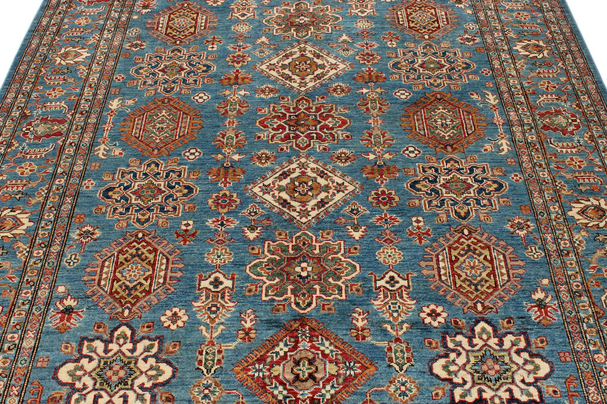 7x8 Blue Kazak Tribal Rug
