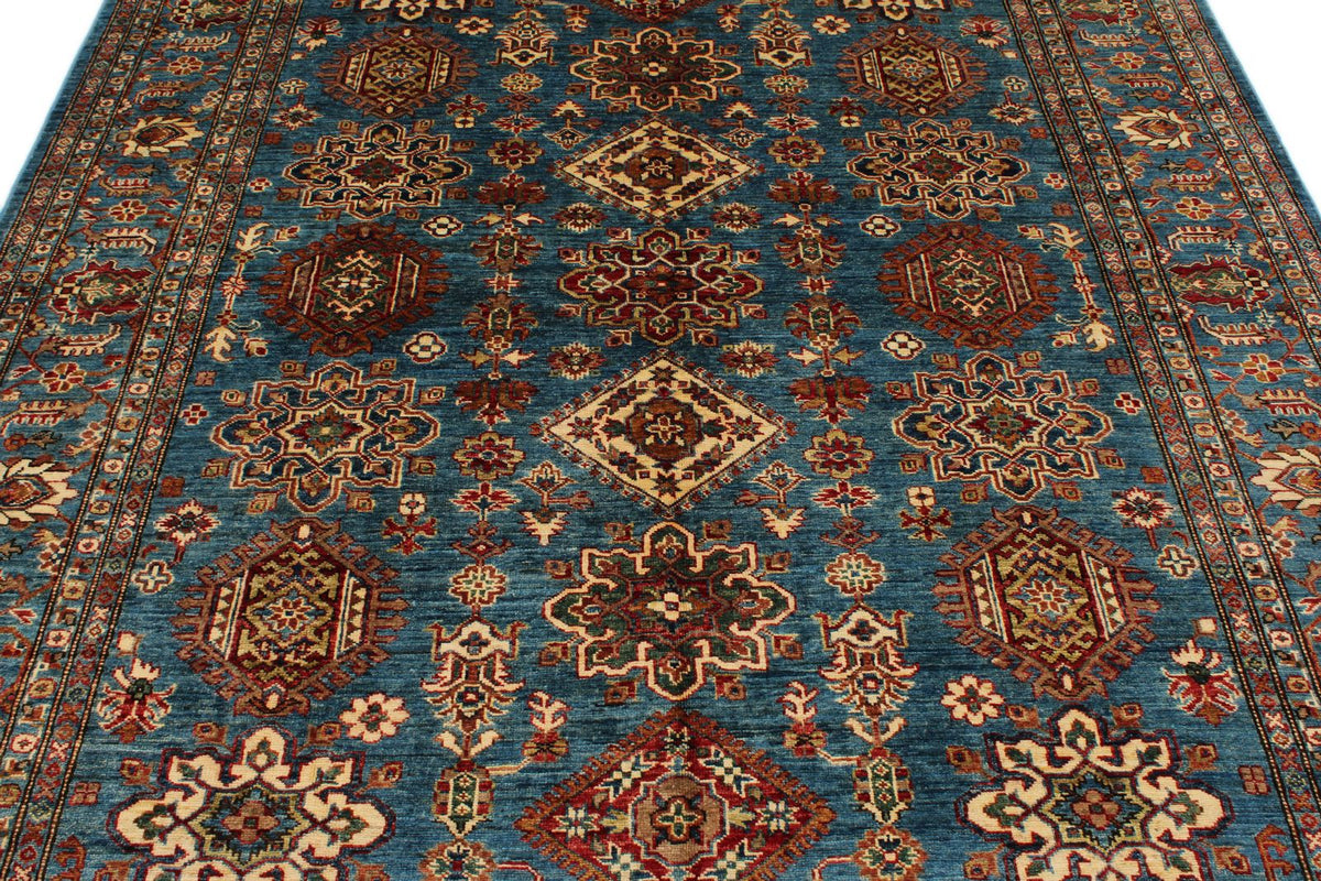 7x8 Blue Kazak Tribal Rug