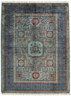 5x7 Light Blue and Gray Turkish Tribal Rug