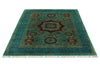 5x7 Green and Blue Turkish Tribal Rug