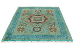 5x7 Green and Blue Turkish Tribal Rug