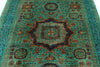 5x7 Green and Blue Turkish Tribal Rug