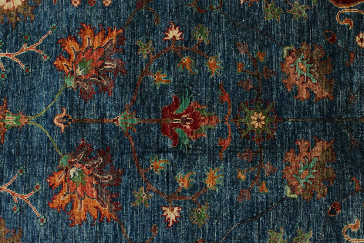 9x13 Blue and Blue Turkish Tribal Rug