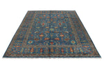 9x13 Blue and Blue Turkish Tribal Rug