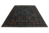 9x13 Blue and Blue Turkish Tribal Rug