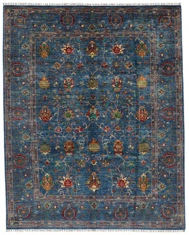 8x10 Blue and Blue Turkish Tribal Rug