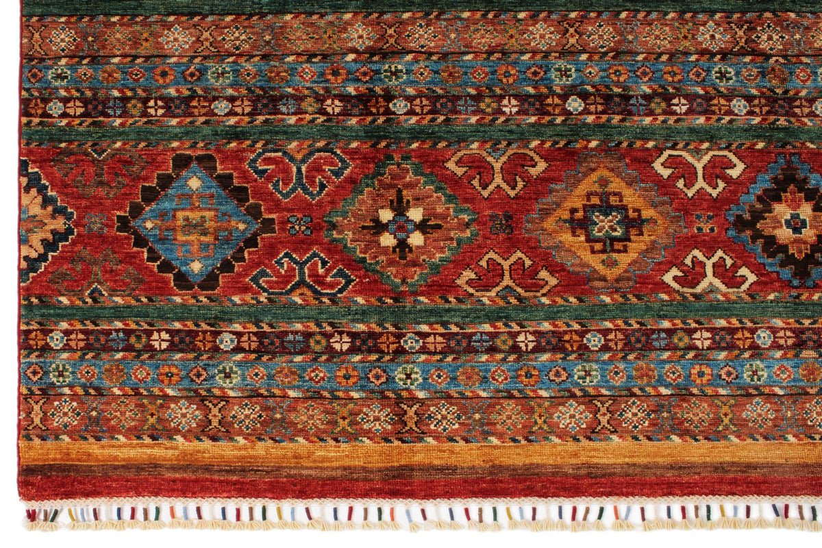7x10 Multicolor and Red Tribal Rug