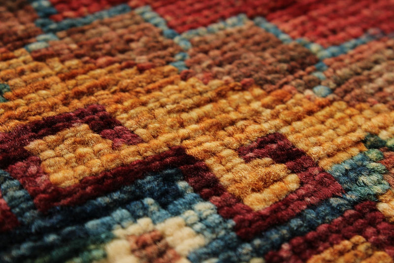 7x10 Multicolor and Red Tribal Rug