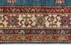 4x6 Blue and Ivory Kazak Tribal Rug