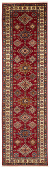 3x10 Red and Ivory Kazak Tribal Runner