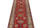 3x10 Red and Ivory Kazak Tribal Runner