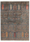 6x8 Gray and Multicolor Turkish Tribal Rug