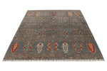 6x8 Gray and Multicolor Turkish Tribal Rug
