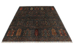 6x8 Gray and Multicolor Turkish Tribal Rug