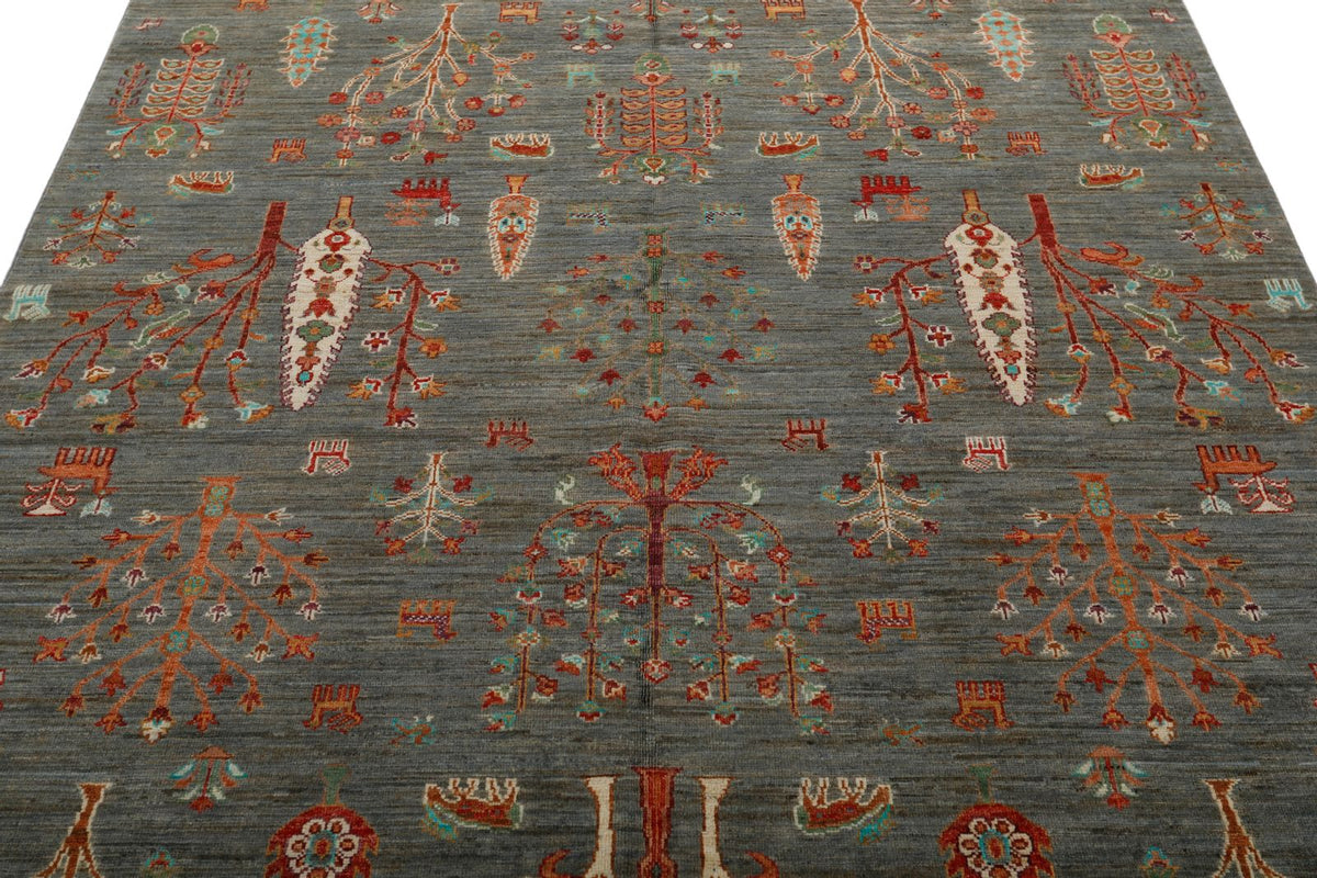 6x8 Brown and Multicolor Turkish Tribal Rug