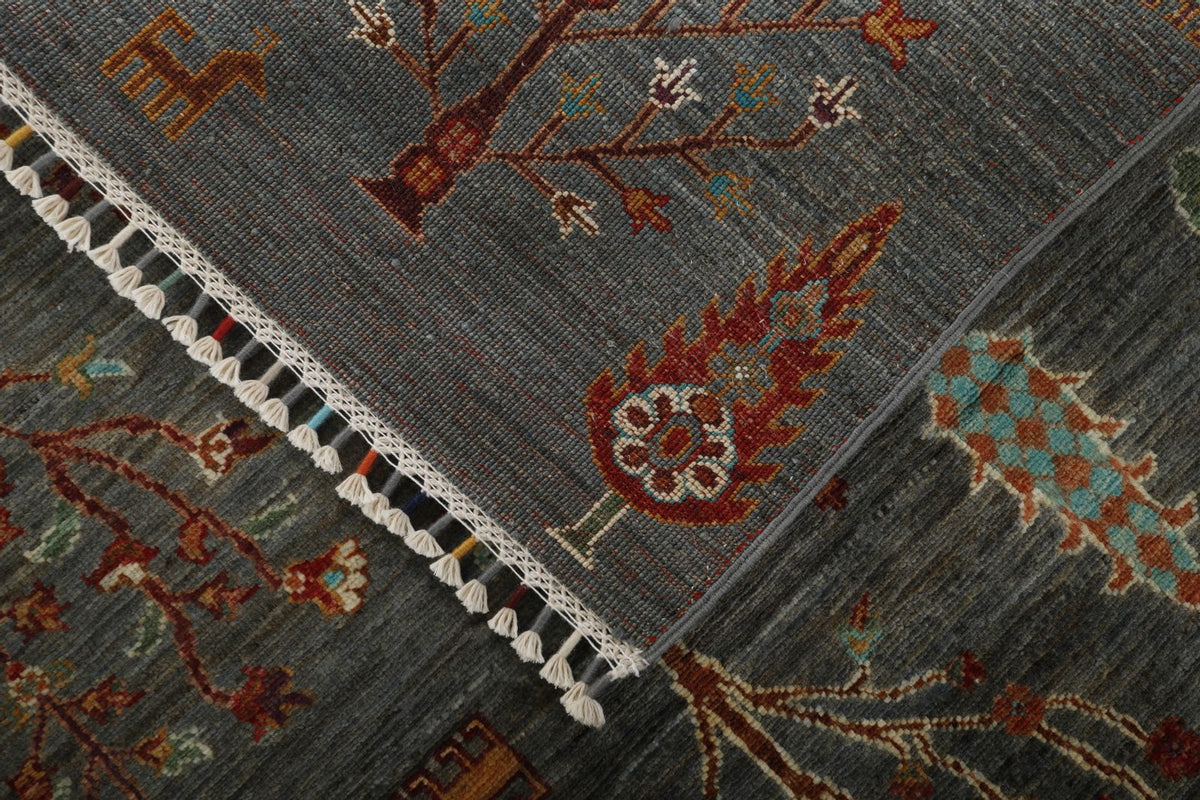 6x8 Brown and Multicolor Turkish Tribal Rug