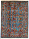 5x7 Blue and Blue Kazak Tribal Rug