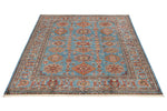 5x7 Blue and Blue Kazak Tribal Rug