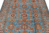 5x7 Blue and Blue Kazak Tribal Rug