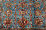 5x7 Blue and Blue Kazak Tribal Rug