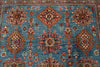 5x7 Blue and Blue Kazak Tribal Rug