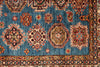 4x6 Blue and Ivory Kazak Tribal Rug