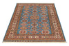 4x6 Blue and Ivory Kazak Tribal Rug