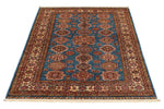 4x6 Blue and Ivory Kazak Tribal Rug