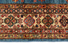 4x6 Blue and Ivory Kazak Tribal Rug