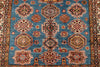 4x6 Blue and Ivory Kazak Tribal Rug