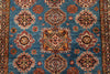 4x6 Blue and Ivory Kazak Tribal Rug