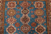 4x6 Blue and Ivory Kazak Tribal Rug