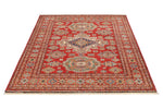 5x7 Red and Red Kazak Tribal Rug