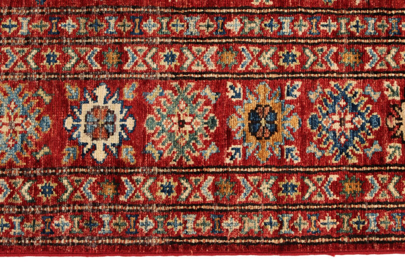 5x7 Red and Red Kazak Tribal Rug